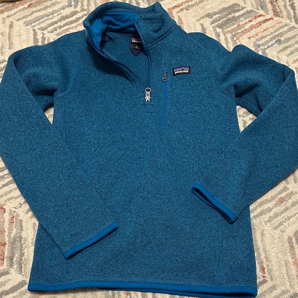 Kids Patagonia Teal Quarter-Zip Fleece